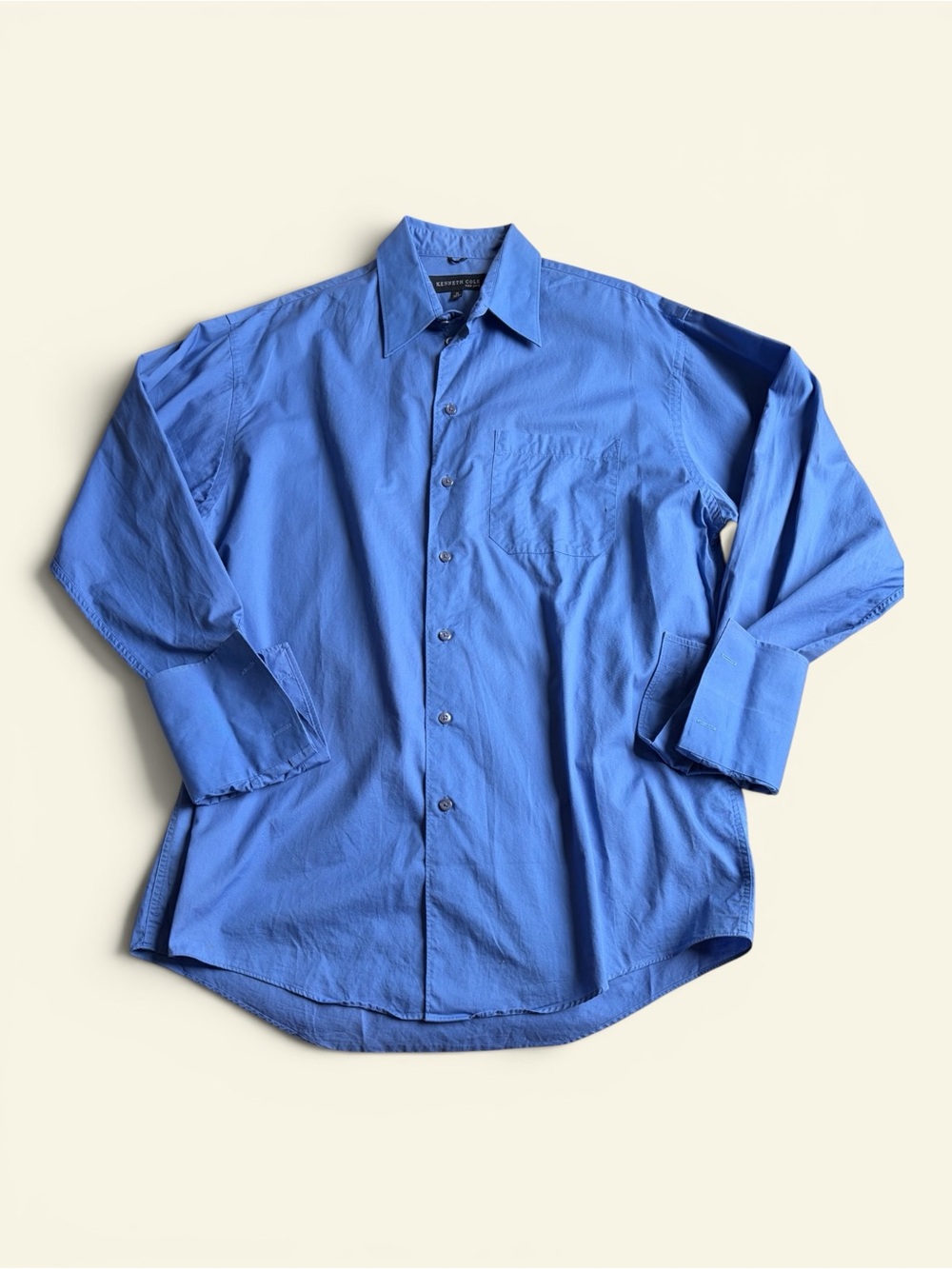 NWOT Kenneth Cole Blue Dress Shirt Y2K Vintage French Cuff Minimalist 16 36/37